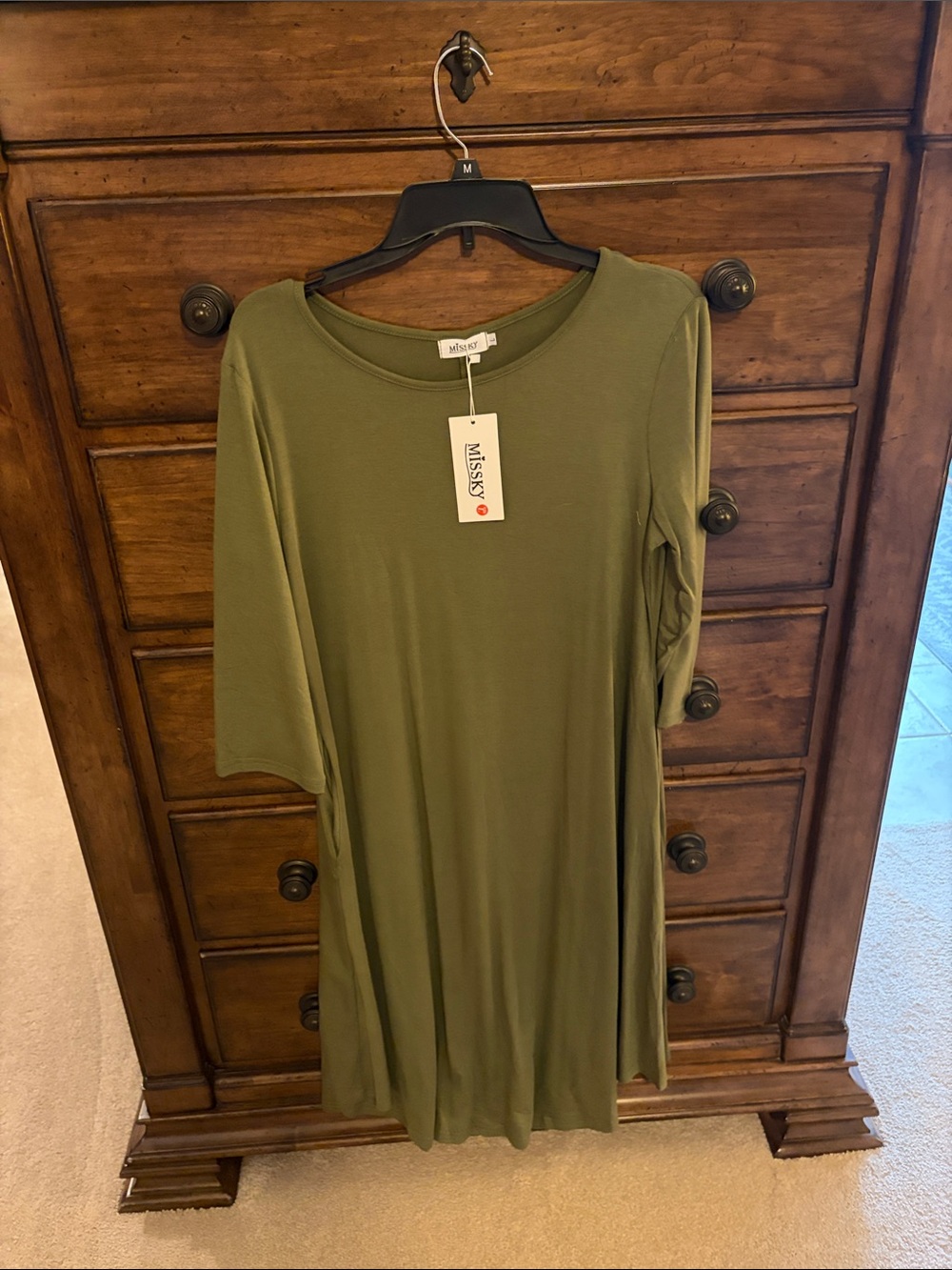 Missy S. Olive Green Midi Swing Dress